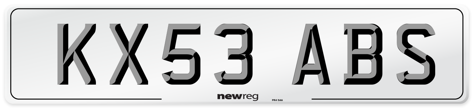 KX53 ABS Number Plate from New Reg
